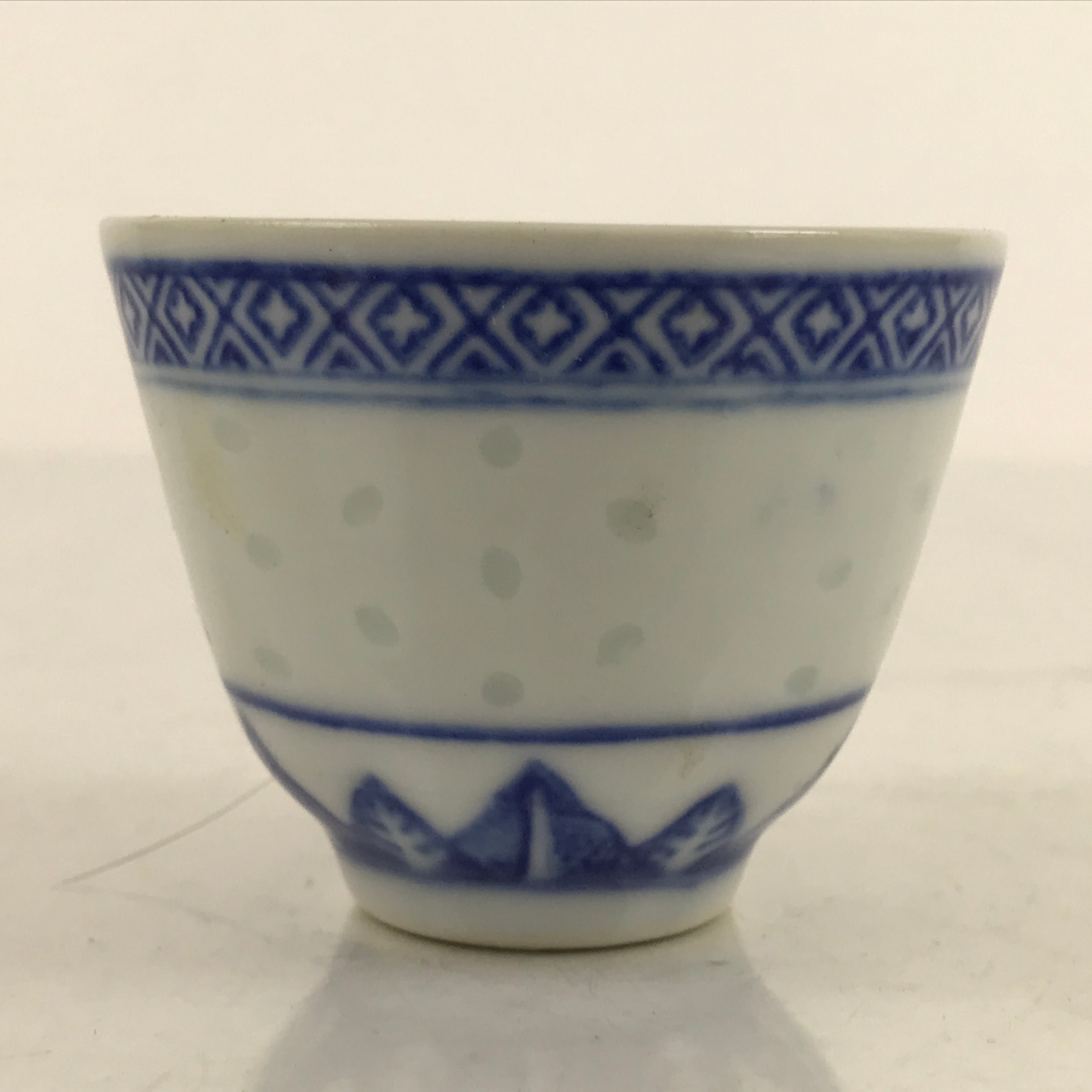 Chinese Translucent Porcelain Sake Cup Vtg Dragon Guinomi White Blue G265