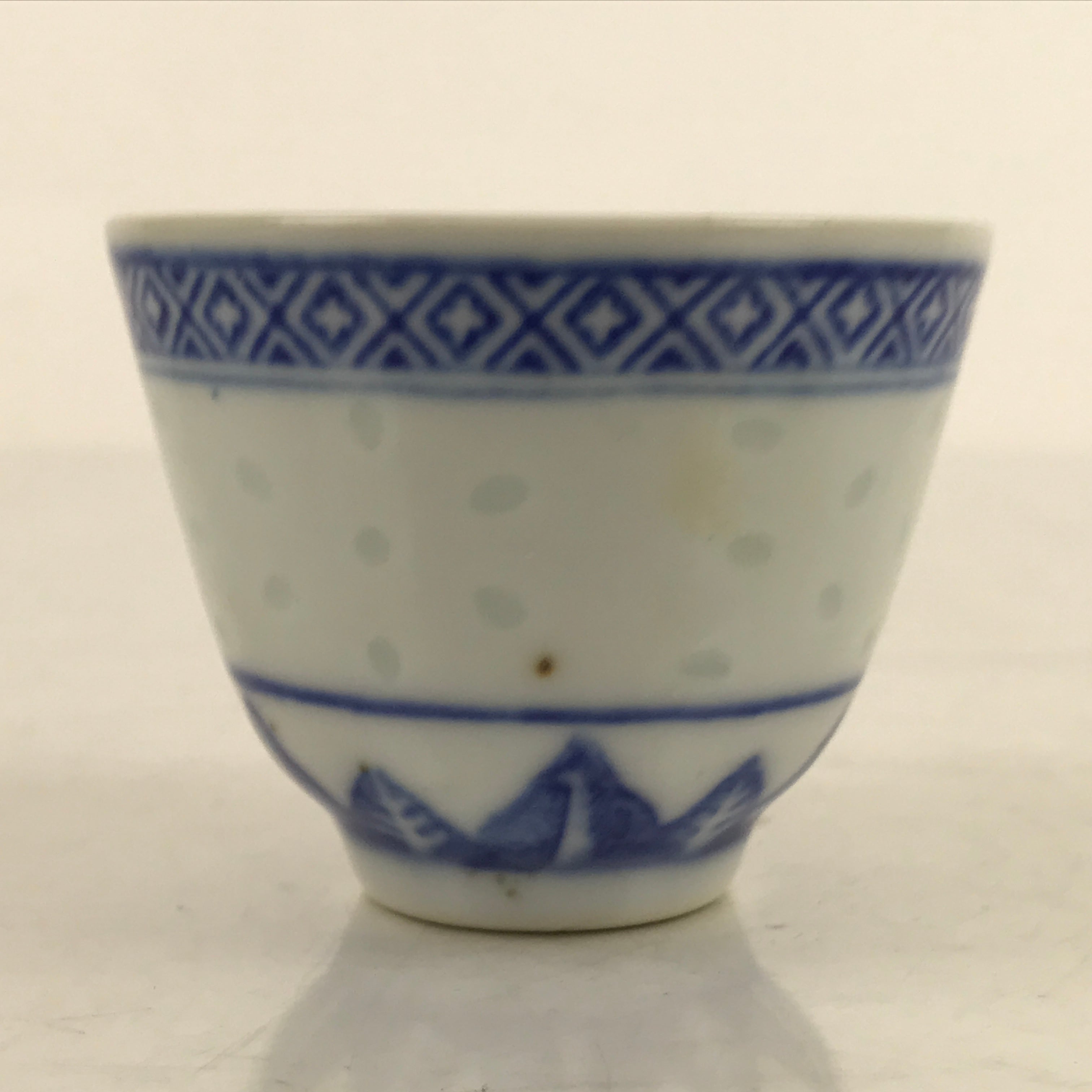 Chinese Translucent Porcelain Sake Cup Vtg Dragon Guinomi White Blue G265