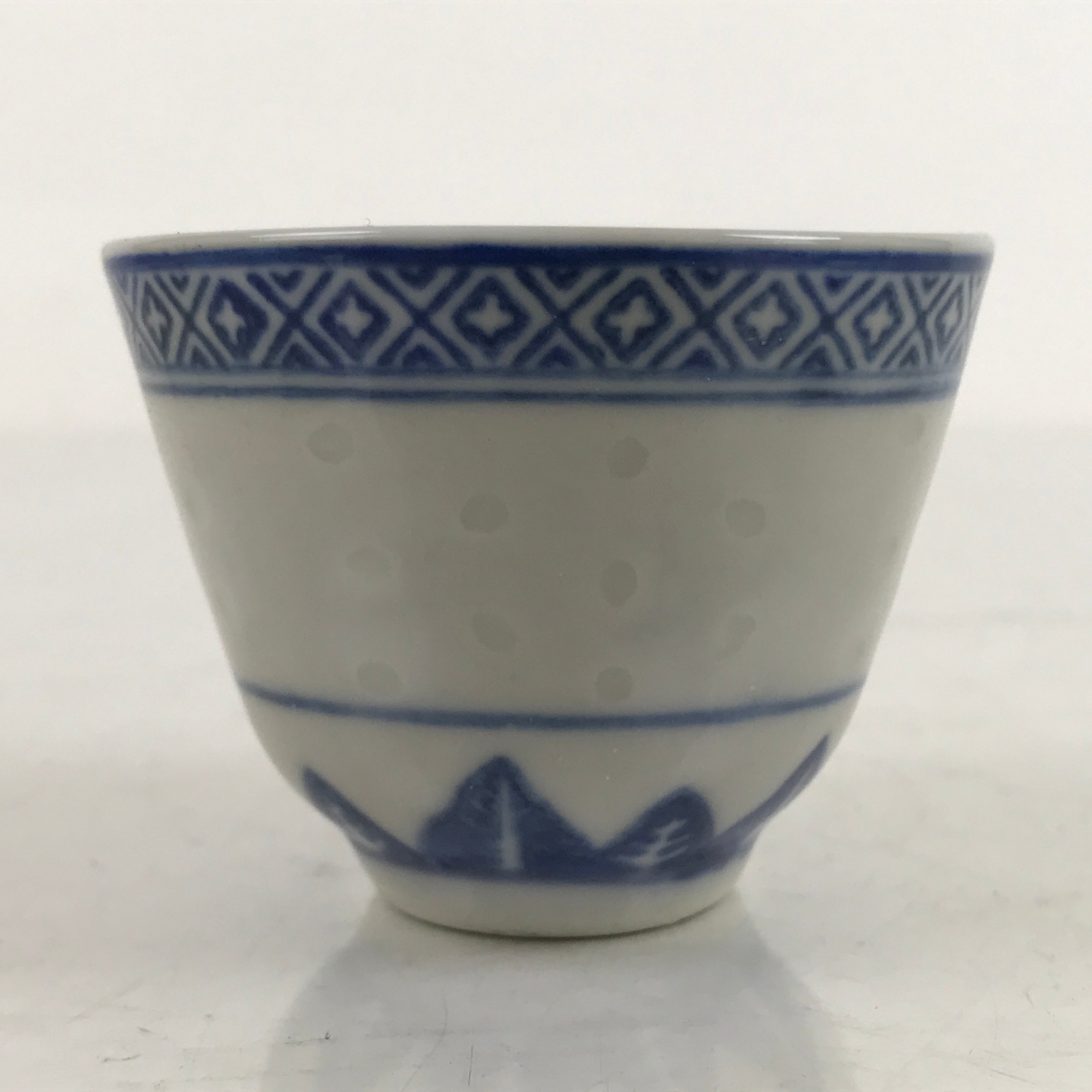 Chinese Translucent Porcelain Sake Cup Vtg Dragon Guinomi White Blue G266