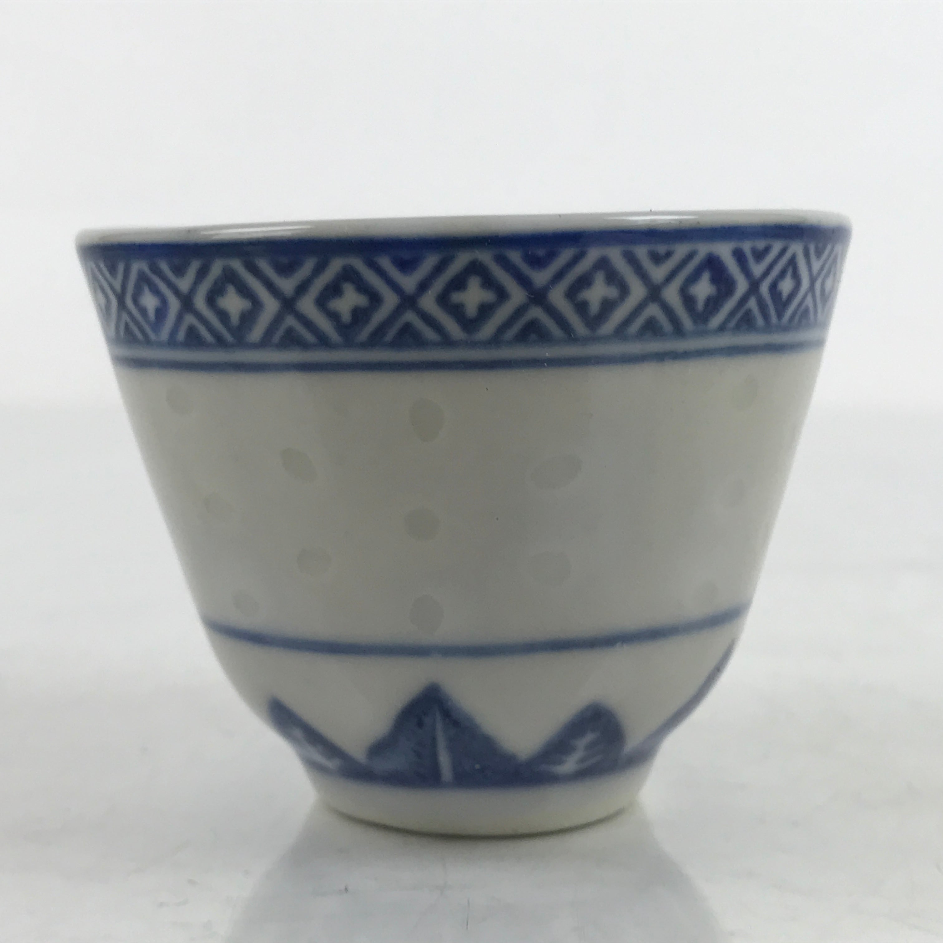 Chinese Translucent Porcelain Sake Cup Vtg Dragon Guinomi White Blue G266