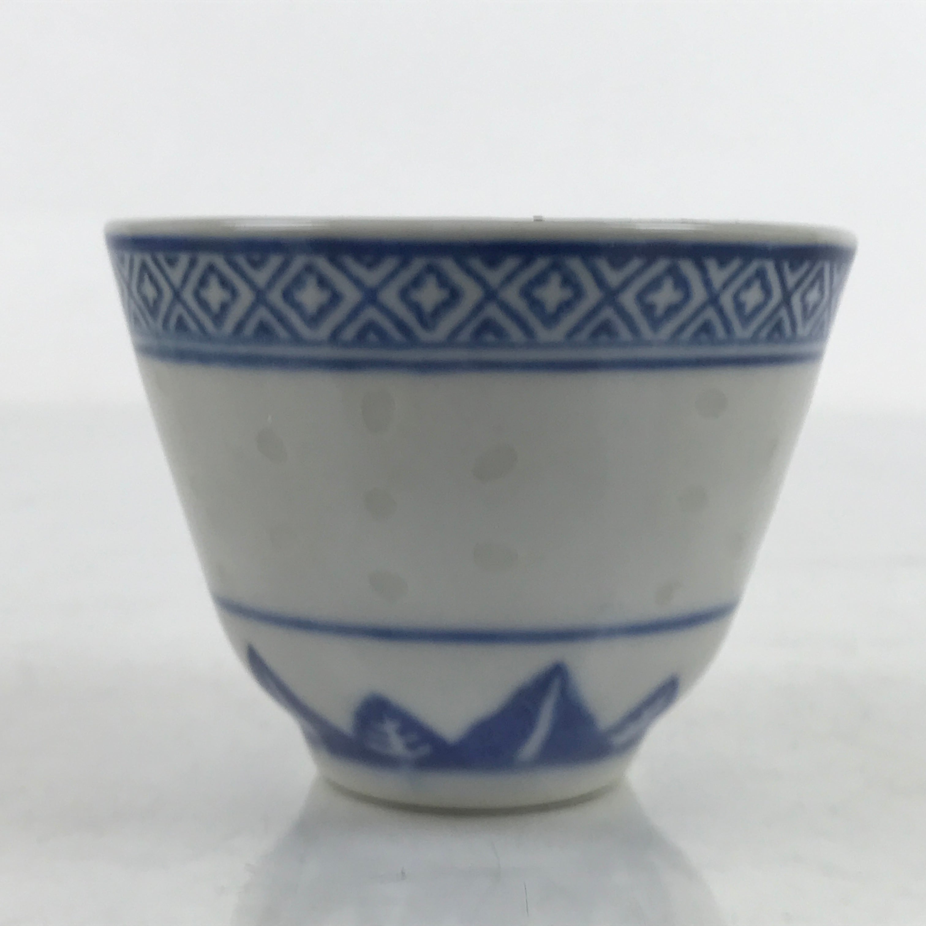 Chinese Translucent Porcelain Sake Cup Vtg Dragon Guinomi White Blue G266