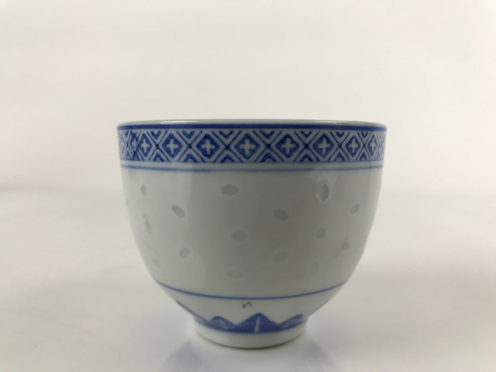 Chinese Translucent Porcelain Teacup Vtg Flower Petal Yunomi White Blue TC422