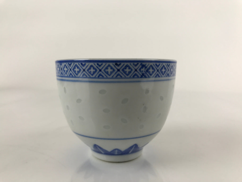 Chinese Translucent Porcelain Teacup Vtg Flower Petal Yunomi White Blue TC422