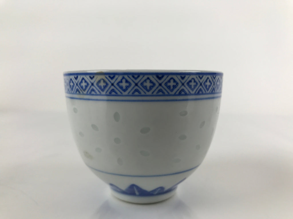 Chinese Translucent Porcelain Teacup Vtg Flower Petal Yunomi White Blue TC422