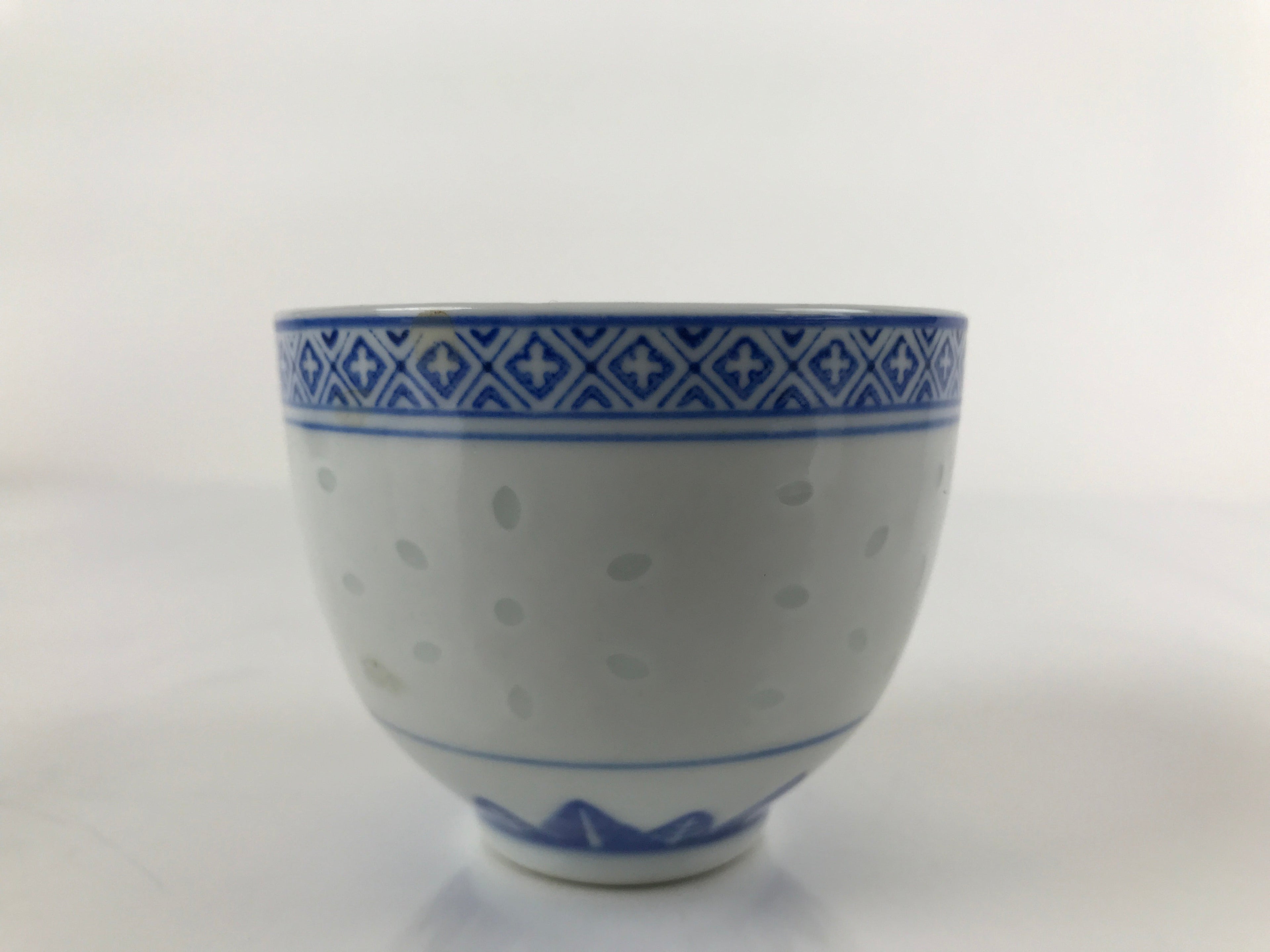 Chinese Translucent Porcelain Teacup Vtg Flower Petal Yunomi White Blue TC422