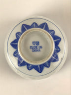 Chinese Translucent Porcelain Teacup Vtg Flower Petal Yunomi White Blue TC422