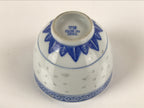 Chinese Translucent Porcelain Teacup Vtg Flower Petal Yunomi White Blue TC422