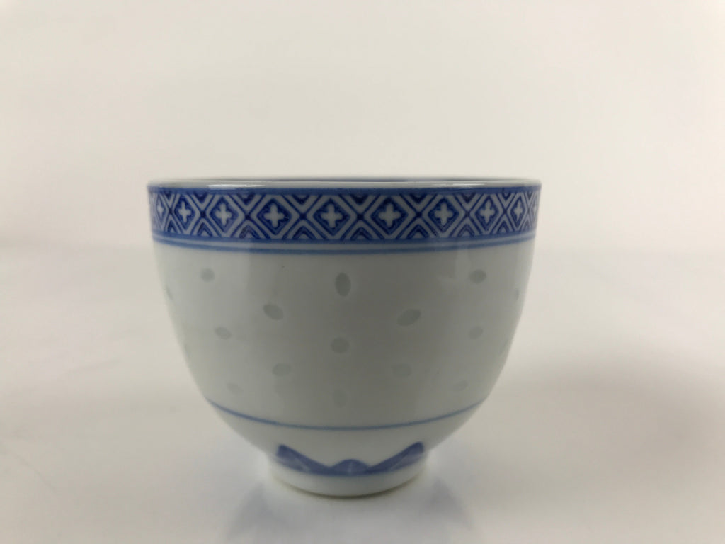 Chinese Translucent Porcelain Teacup Vtg Flower Petal Yunomi White Blue TC423