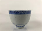 Chinese Translucent Porcelain Teacup Vtg Flower Petal Yunomi White Blue TC423