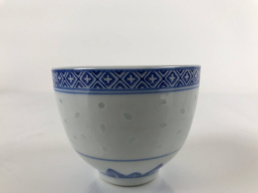 Chinese Translucent Porcelain Teacup Vtg Flower Petal Yunomi White Blue TC423