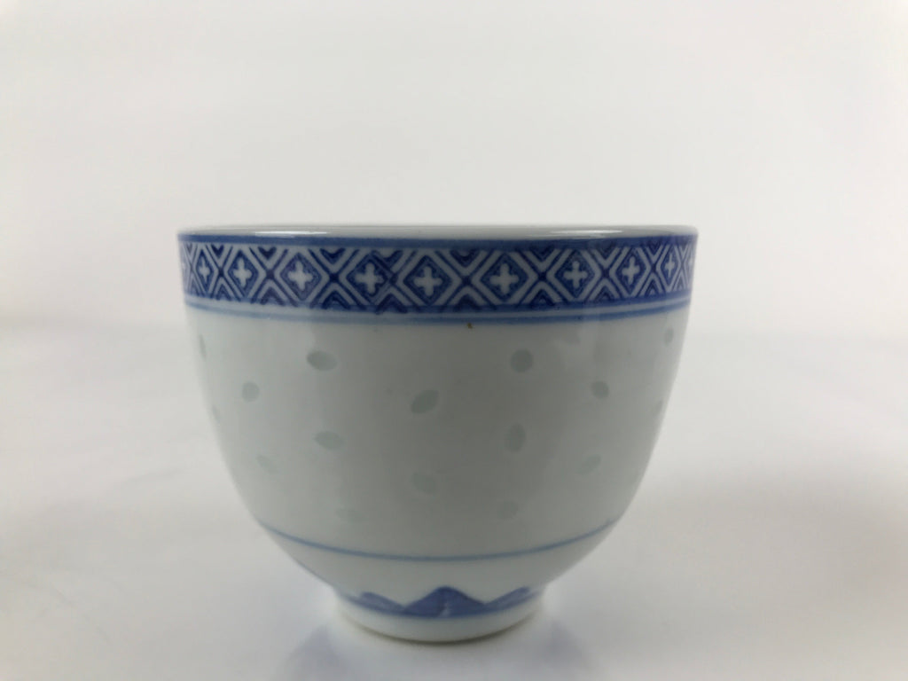 Chinese Translucent Porcelain Teacup Vtg Flower Petal Yunomi White Blue TC423