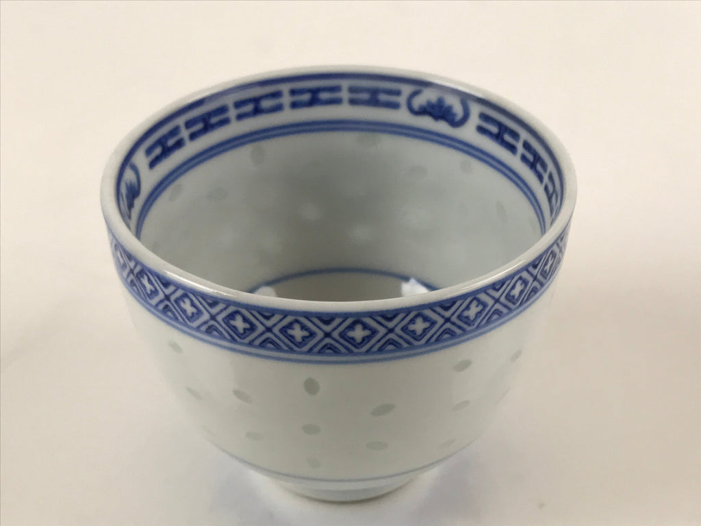 Chinese Translucent Porcelain Teacup Vtg Flower Petal Yunomi White Blue TC423