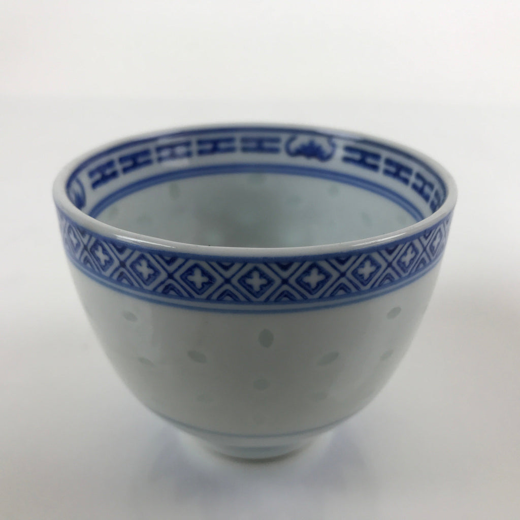 Chinese Translucent Porcelain Teacup Vtg Flower Petal Yunomi White Blue TC423