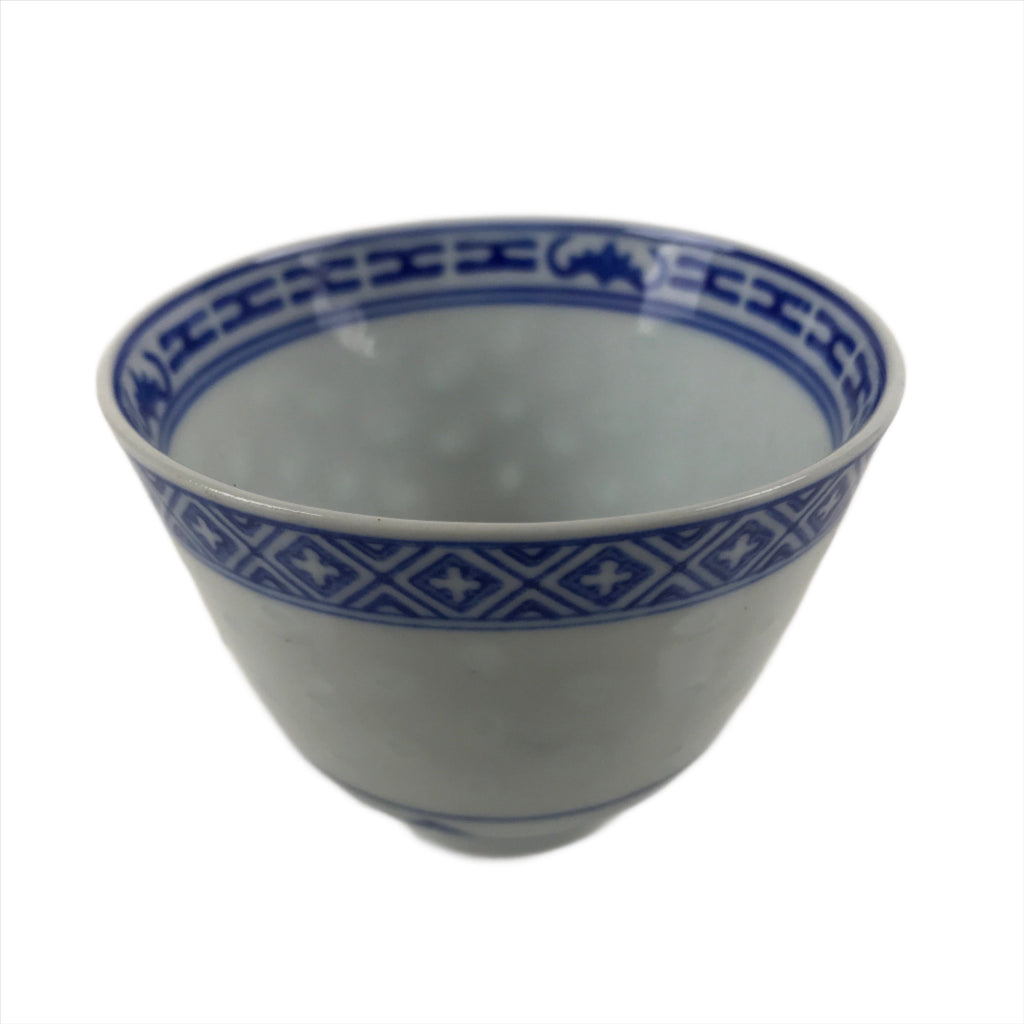 Chinese Translucent Porcelain Teacup Vtg Flower Petal Yunomi White Blue TC424