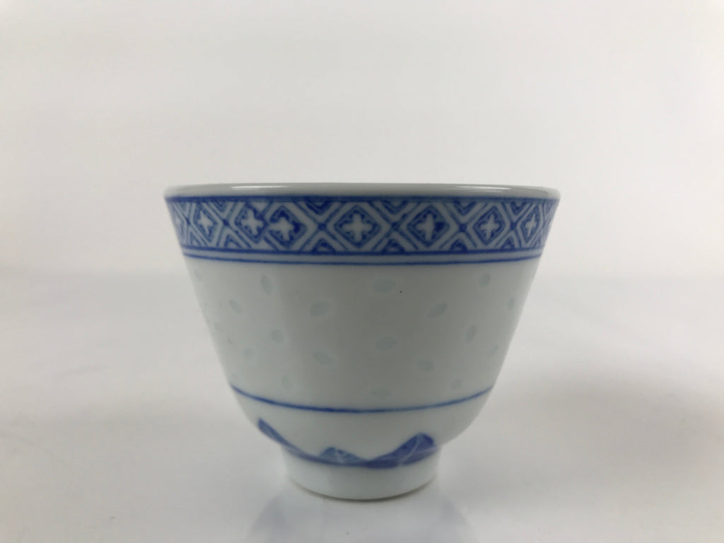 Chinese Translucent Porcelain Teacup Vtg Flower Petal Yunomi White Blue TC425