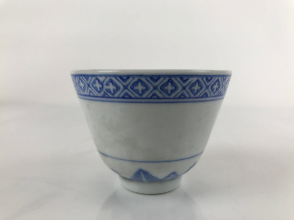 Chinese Translucent Porcelain Teacup Vtg Flower Petal Yunomi White Blue TC426