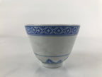 Chinese Translucent Porcelain Teacup Vtg Flower Petal Yunomi White Blue TC426