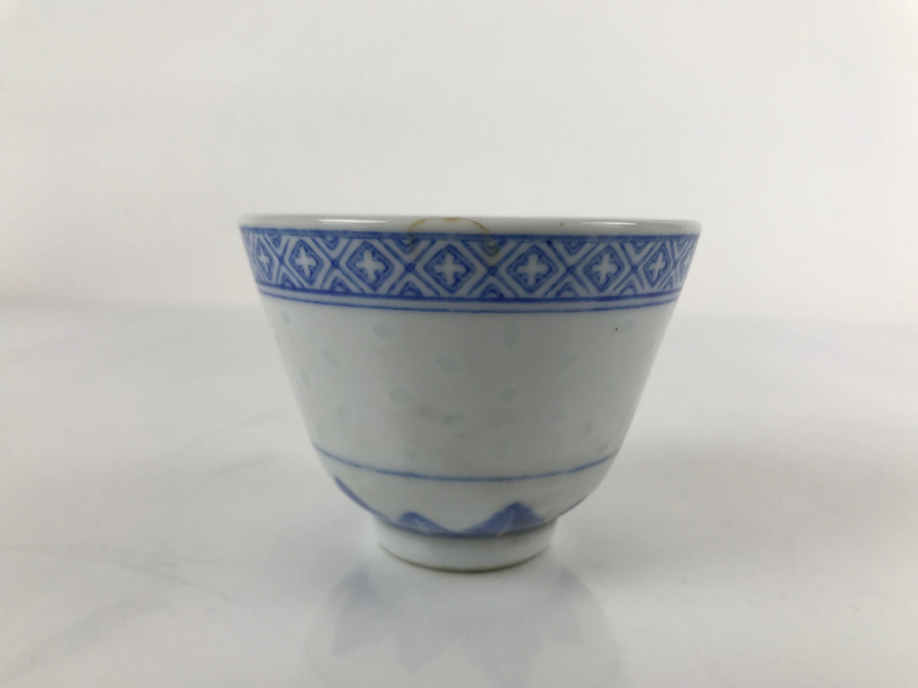 Chinese Translucent Porcelain Teacup Vtg Flower Petal Yunomi White Blue TC426