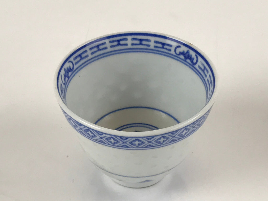 Chinese Translucent Porcelain Teacup Vtg Flower Petal Yunomi White Blue TC426