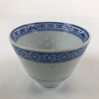 Chinese Translucent Porcelain Teacup Vtg Flower Petal Yunomi White Blue TC426