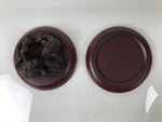 Chinese Vermilion Ink Pad Shuniku Vtg Red Seal Container Case Dragon Brown SZ65