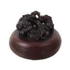 Chinese Vermilion Ink Pad Shuniku Vtg Red Seal Container Case Dragon Brown SZ65