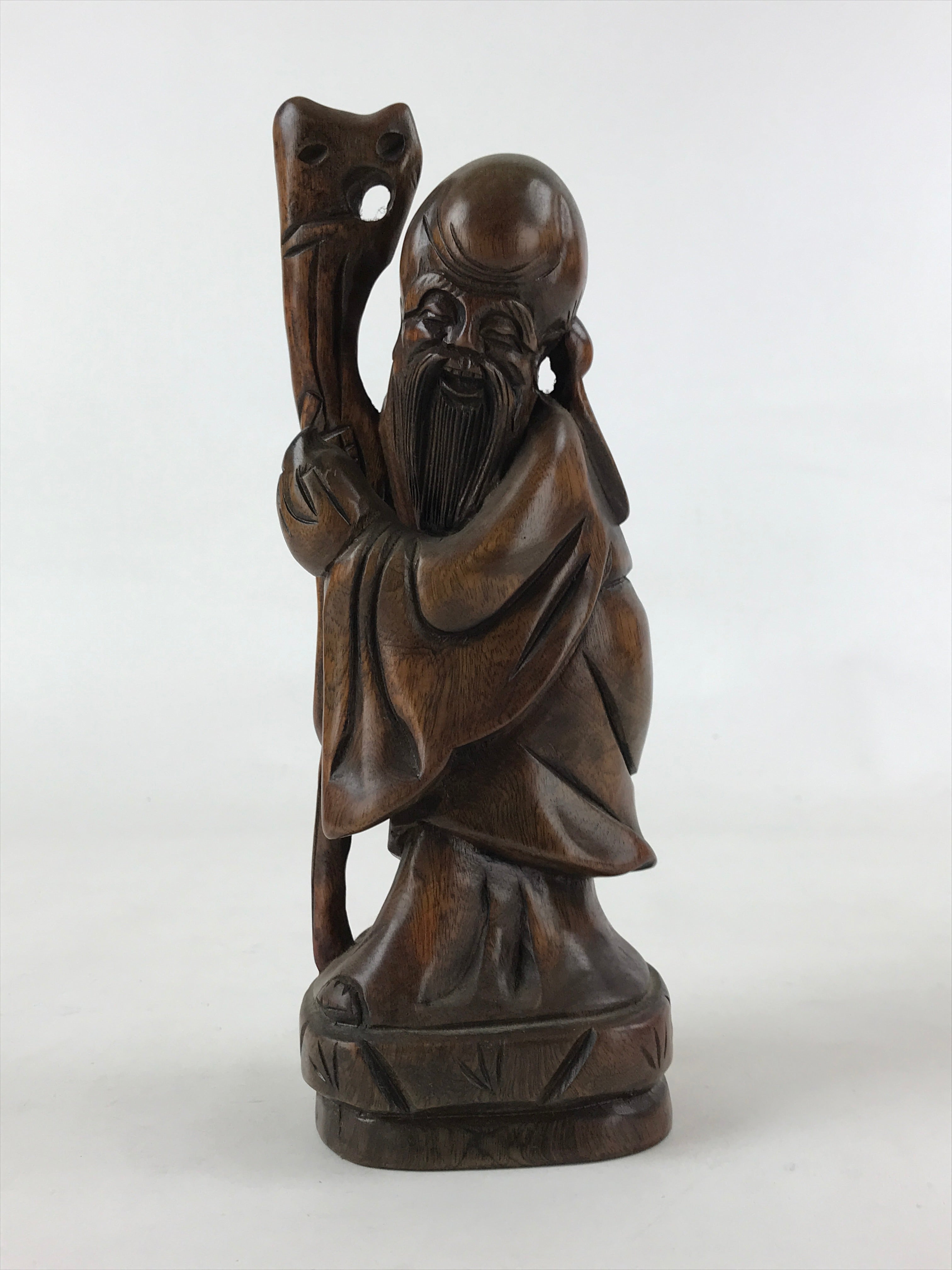 Chinese Wood Statue Confucius Old Man Figure Ornament Dark Brown BD928