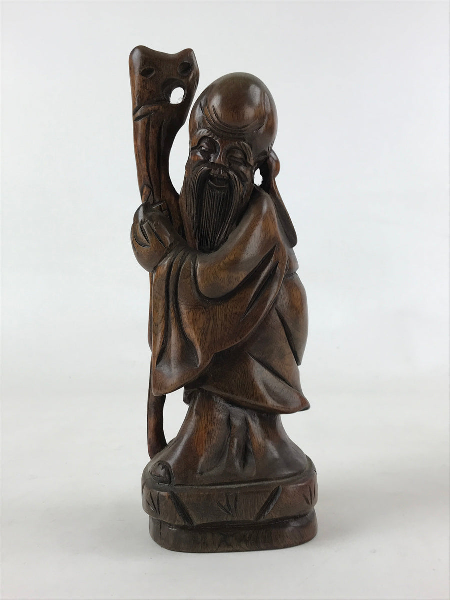 Chinese Wood Statue Confucius Old Man Figure Ornament Dark Brown BD928 ...