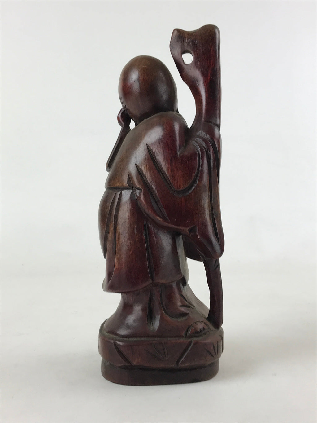 Chinese Wood Statue Confucius Old Man Figure Ornament Dark Brown BD928