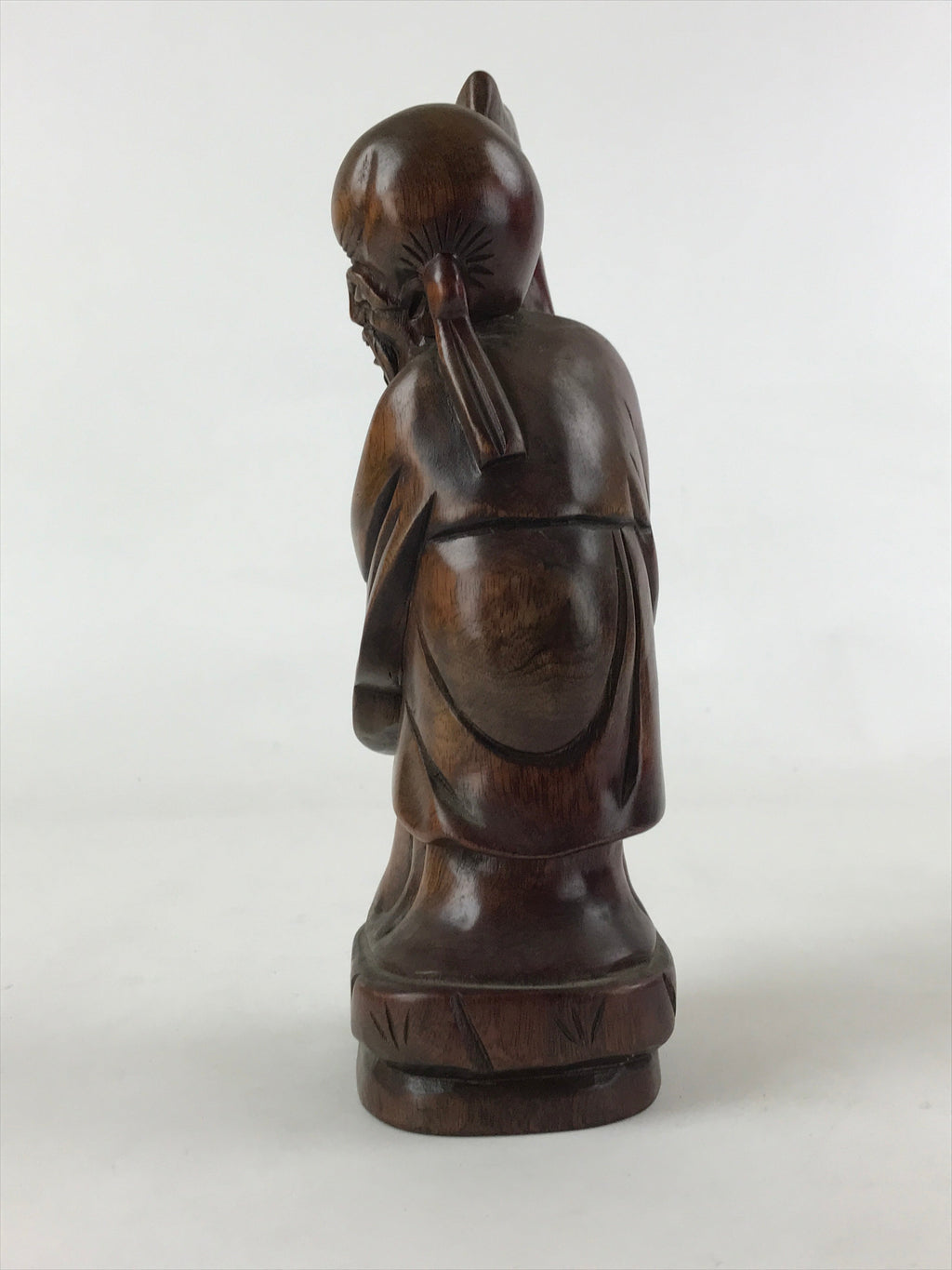 Chinese Wood Statue Confucius Old Man Figure Ornament Dark Brown BD928