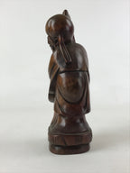 Chinese Wood Statue Confucius Old Man Figure Ornament Dark Brown BD928