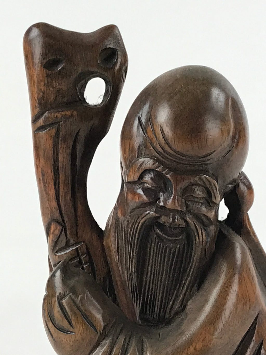 Chinese Wood Statue Confucius Old Man Figure Ornament Dark Brown BD928
