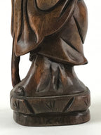Chinese Wood Statue Confucius Old Man Figure Ornament Dark Brown BD928