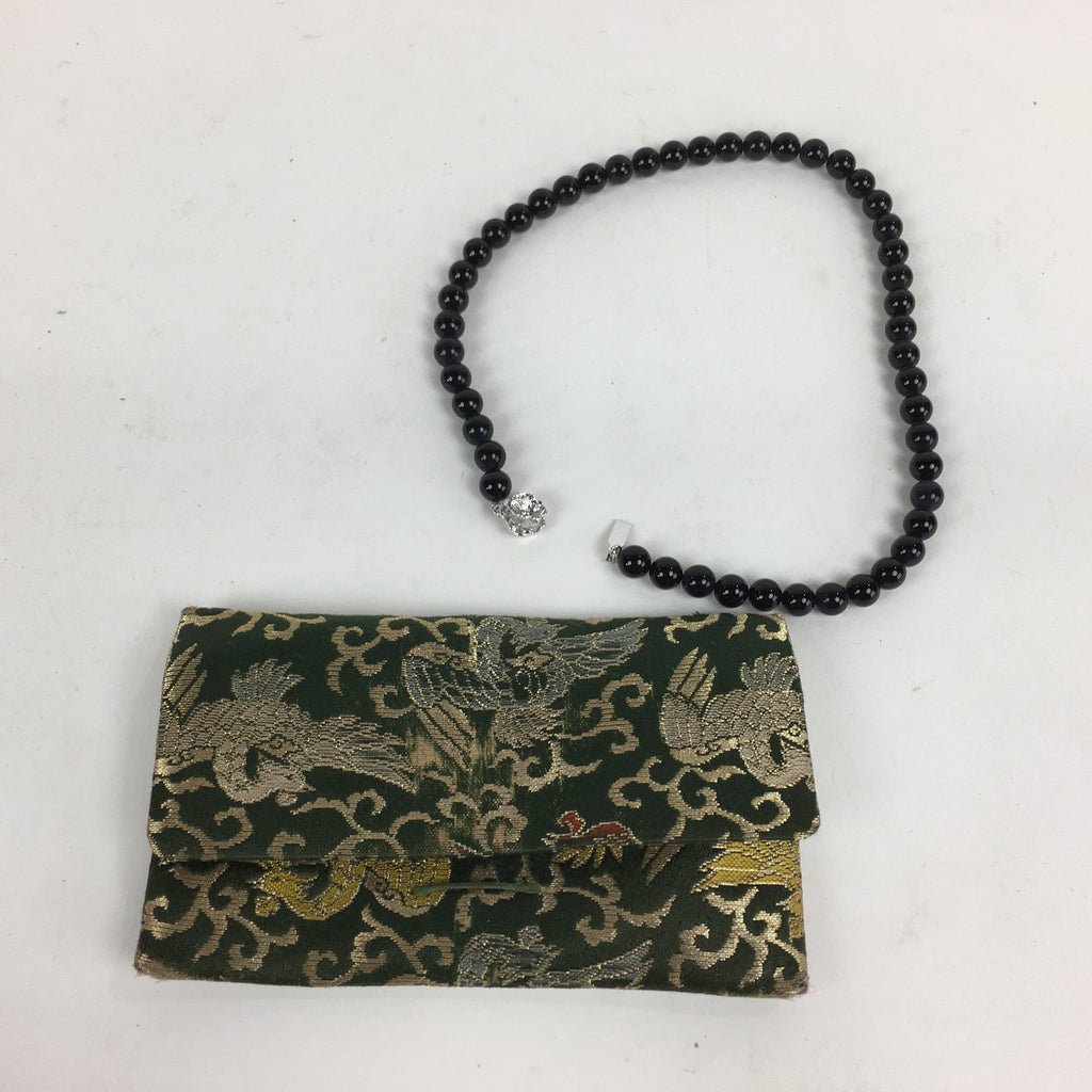 Copy of Japanese Buddhist Fabric Bag And Beads Set Vtg Prayer Beads Juzu Bag BU5