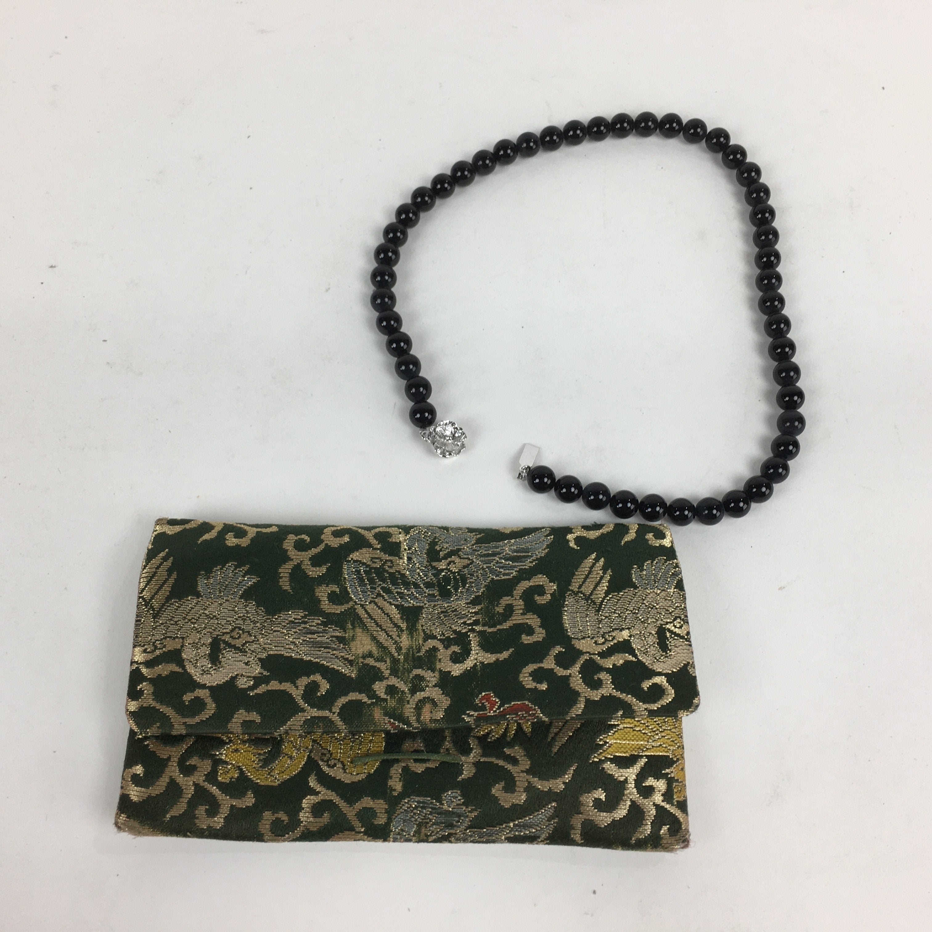 Copy of Japanese Buddhist Fabric Bag And Beads Set Vtg Prayer Beads Juzu Bag BU5