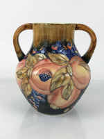 English Ceramic Flower Vase Vtg Tupton Moorcroft Style Pink Peach Berry FK208