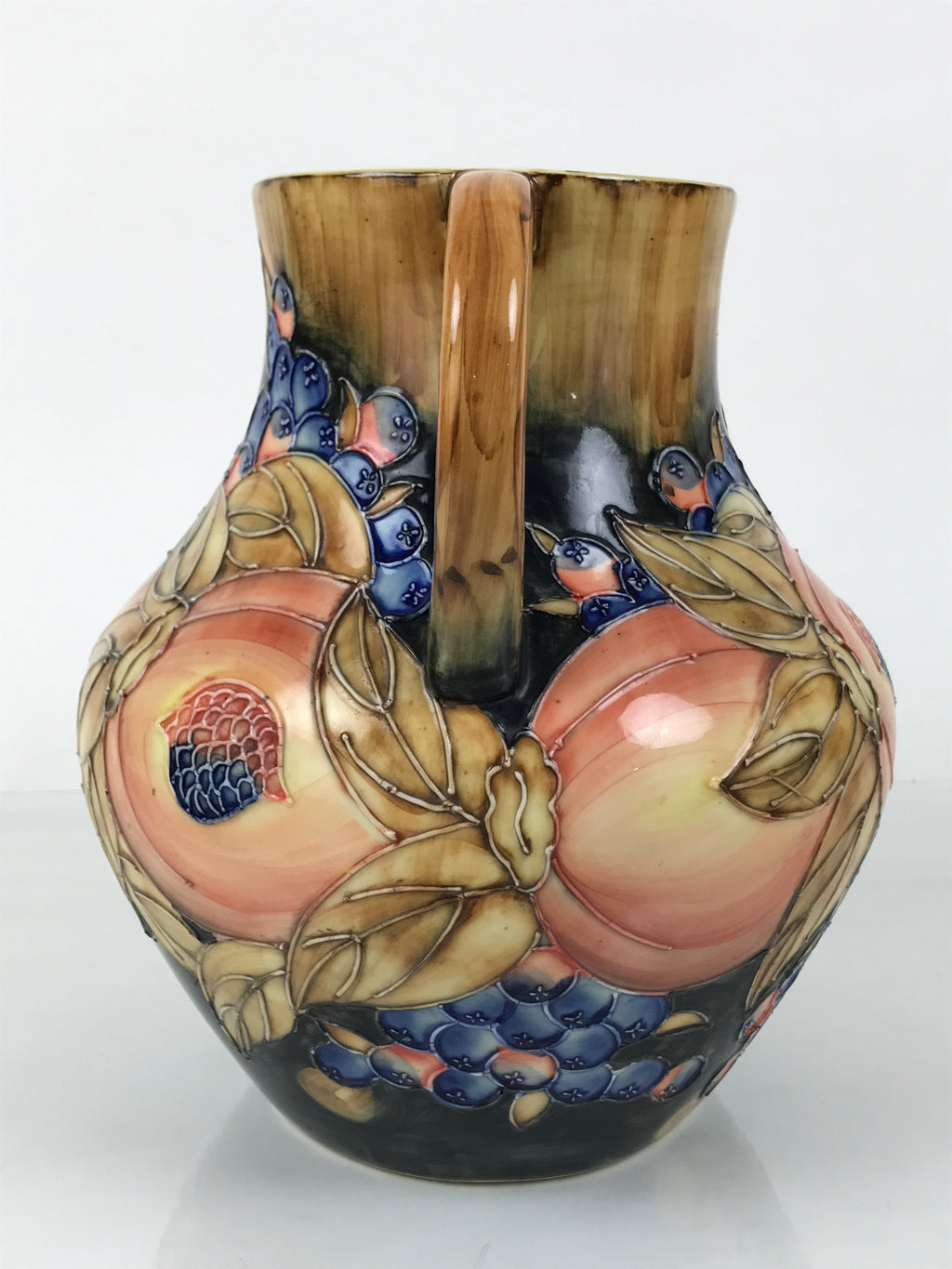 English Ceramic Flower Vase Vtg Tupton Moorcroft Style Pink Peach Berry FK208
