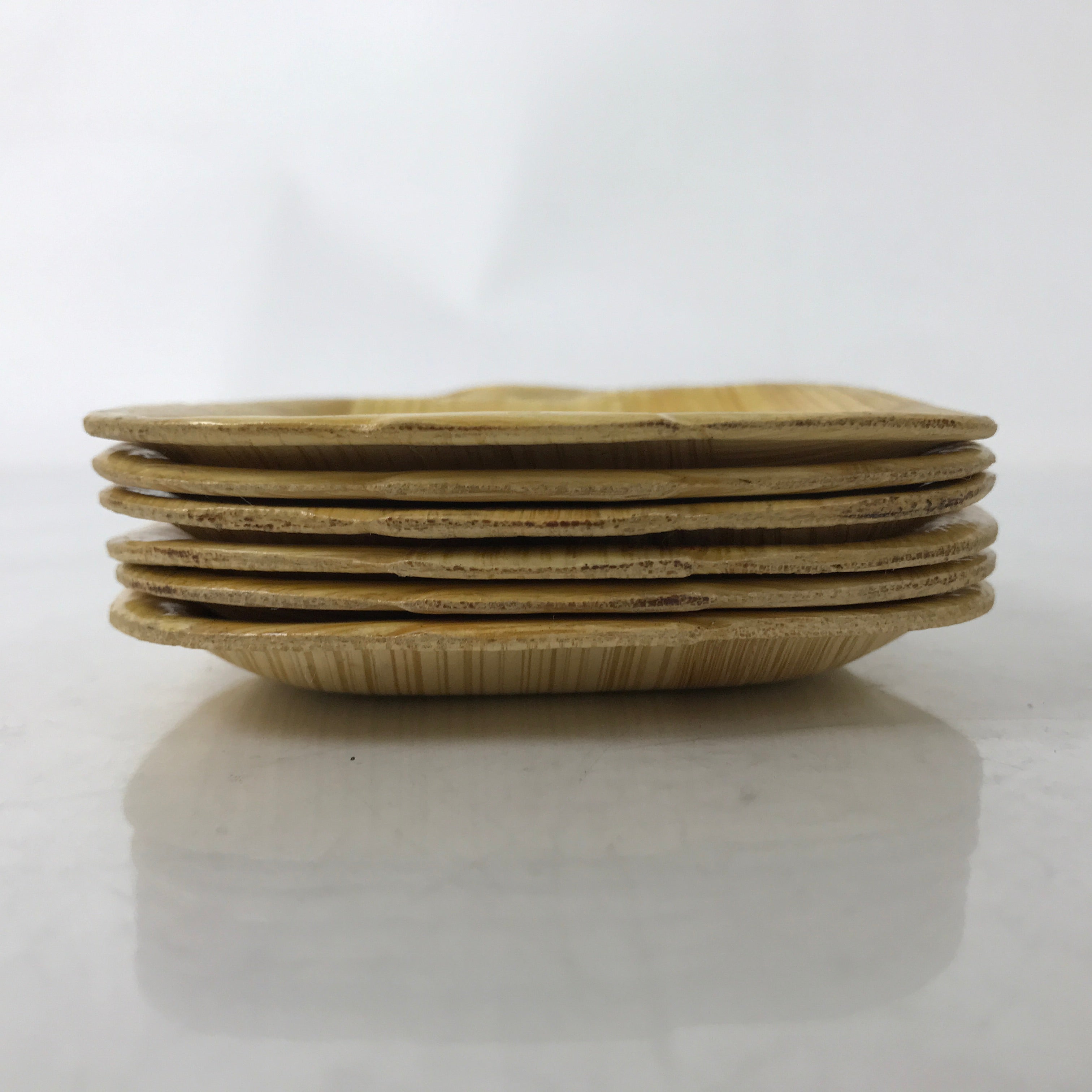 Guam Bamboo Drink Saucer Chataku Coaster Souvenir Vtg 6pc Brown Palm Tree L388