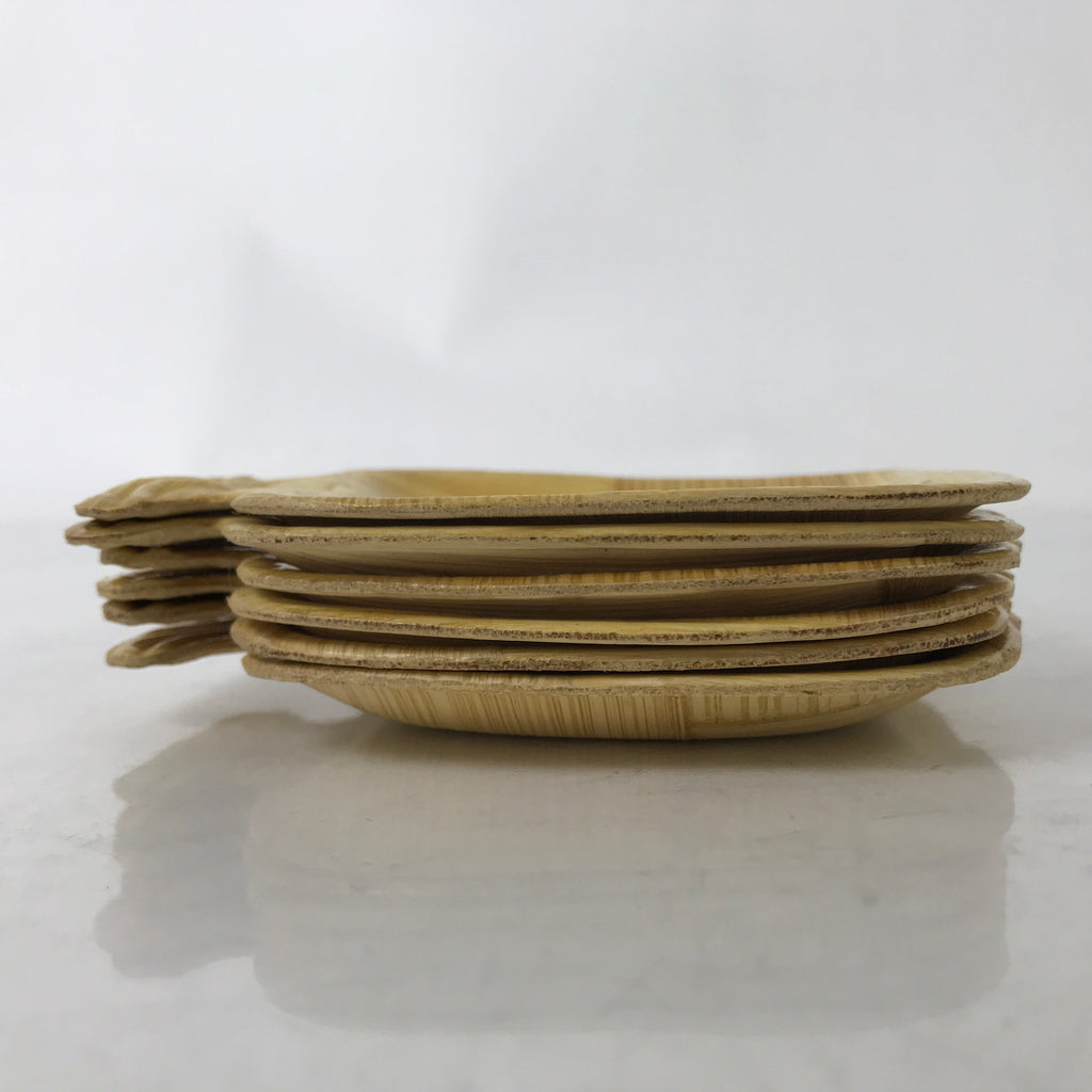 Guam Bamboo Drink Saucer Chataku Coaster Souvenir Vtg 6pc Brown Palm Tree L388
