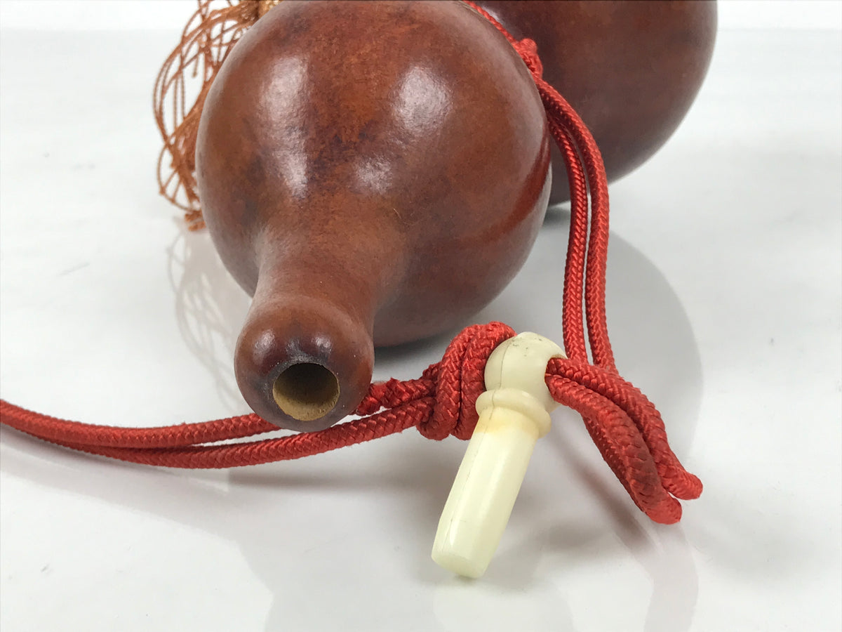 Japanese Natural Hyotan Gourd Vtg Sake Bottle Lucky Charm Calabash Brown G284-AD - Other Display Item-chidorivintage.com