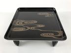 Japanese Lacquered Wooden Legged Ozen Table Vtg Meal Serving Tray Black L623-KT - Tray-chidorivintage.com