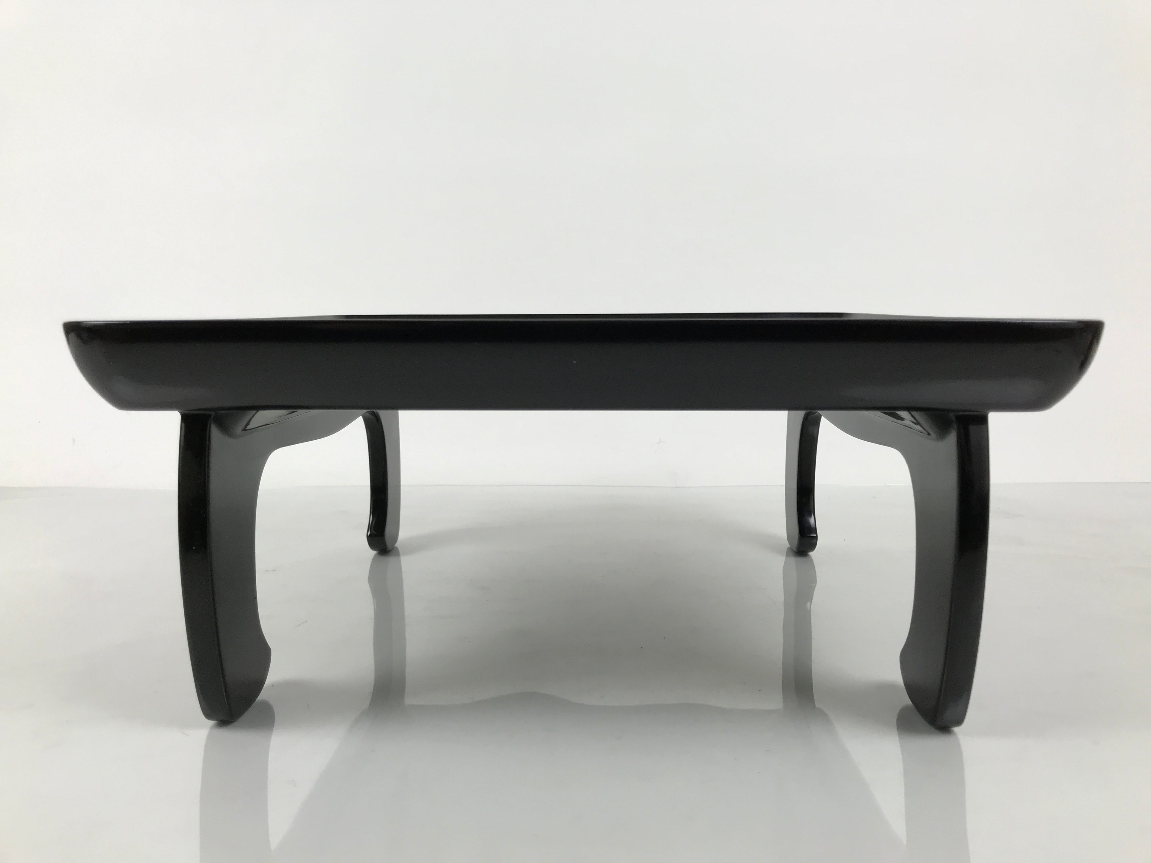 Japanese Lacquered Wooden Legged Ozen Table Vtg Meal Serving Tray Black L623-KT - Tray-chidorivintage.com
