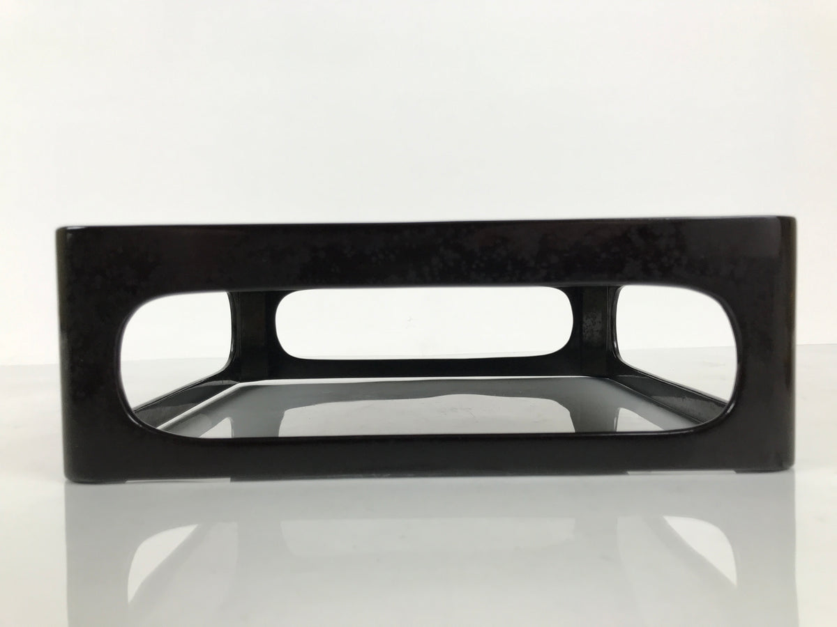 Japanese Wooden Lacquered Cut-Out Ozen Low Table Vtg Serving Tray Black L643-KT - Tray-chidorivintage.com