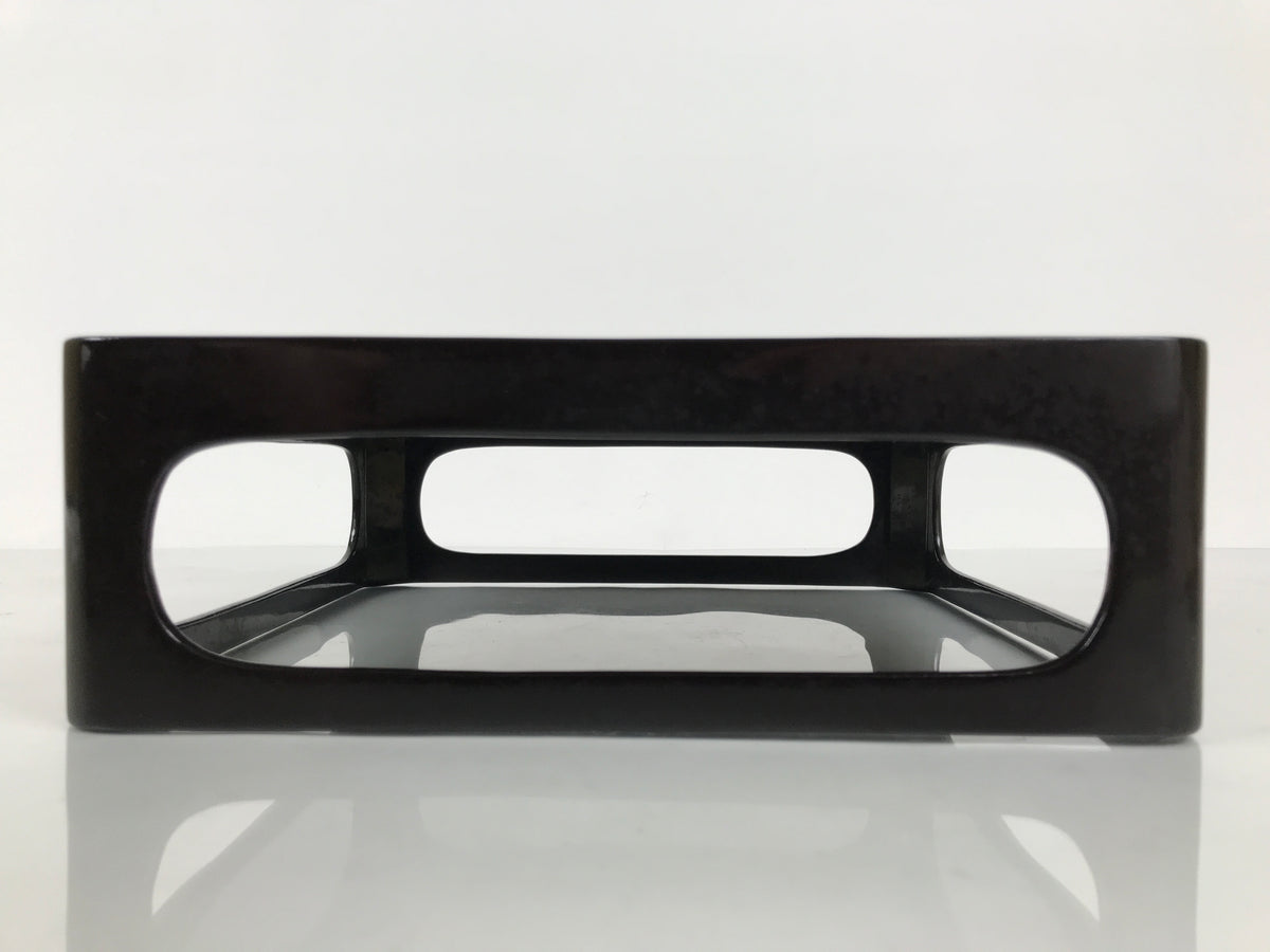 Japanese Wooden Lacquered Cut-Out Ozen Low Table Vtg Serving Tray Black L643-KT - Tray-chidorivintage.com