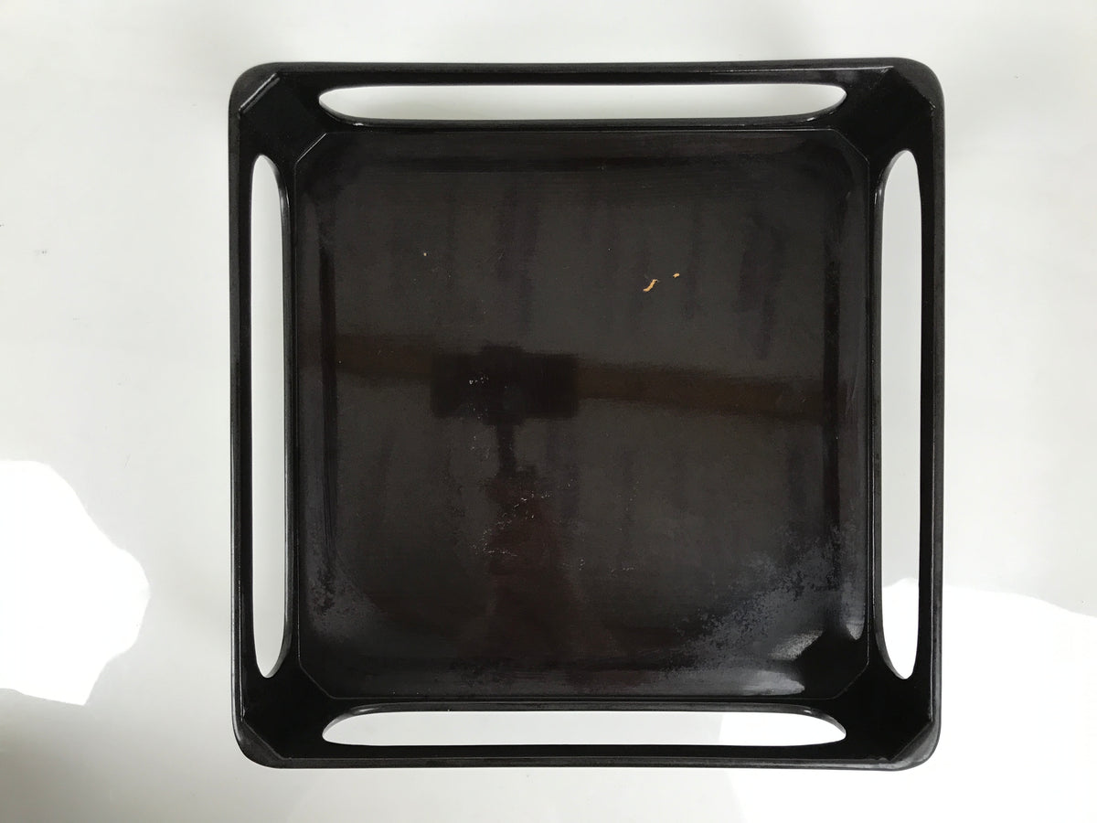 Japanese Wooden Lacquered Cut-Out Ozen Low Table Vtg Serving Tray Black L643-KT - Tray-chidorivintage.com