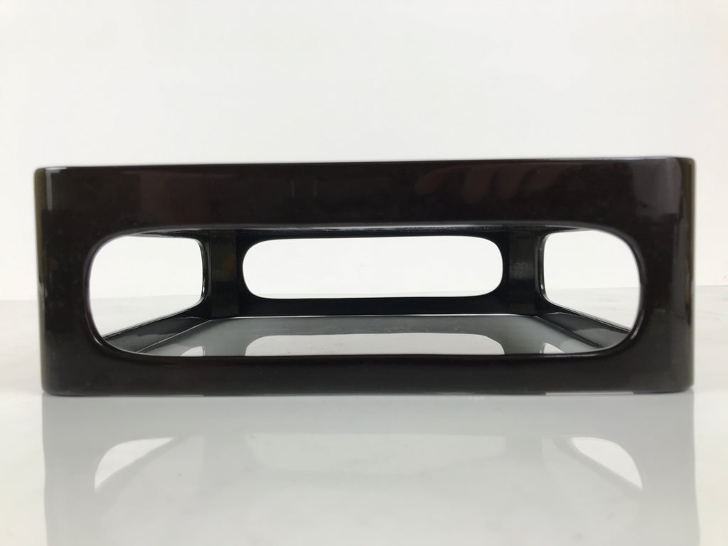 Japanese Wooden Lacquered Cut-Out Ozen Low Table Vtg Serving Tray Black L642-KT - Tray-chidorivintage.com