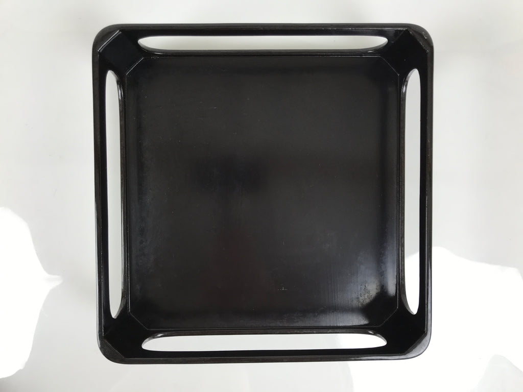 Japanese Wooden Lacquered Cut-Out Ozen Low Table Vtg Serving Tray Black L642-KT - Tray-chidorivintage.com