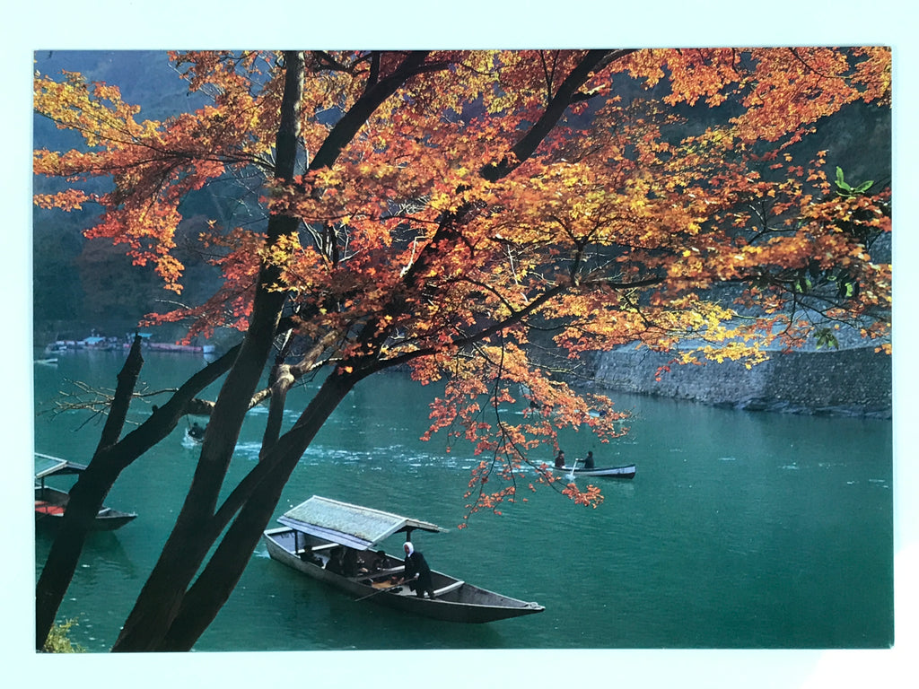 Japanese Large Postcard Arashiyama Hozugawa Vtg Kyoto River Boat Color PC210-AD - Photo-chidorivintage.com