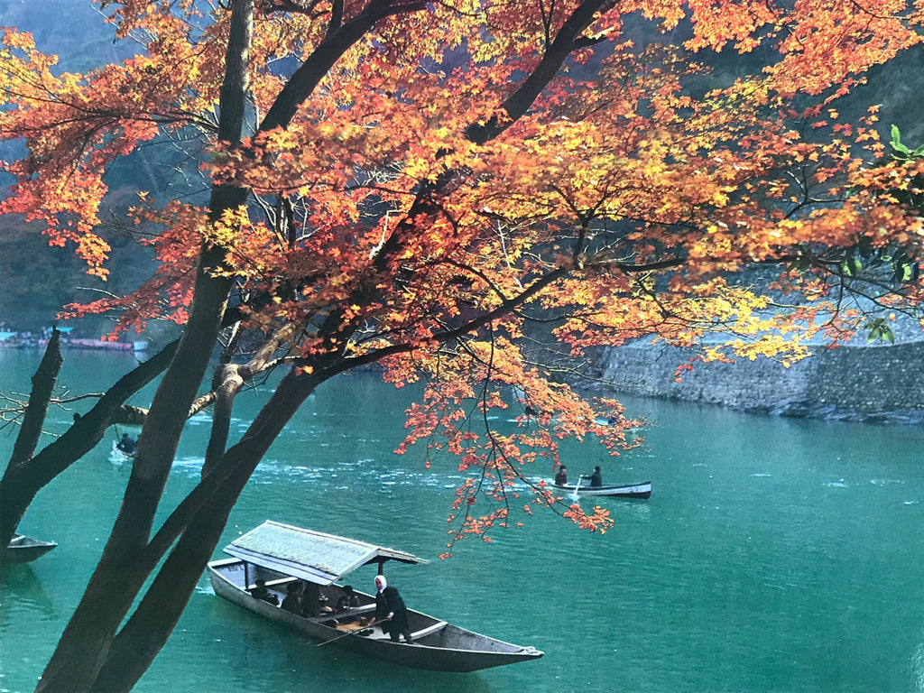 Japanese Large Postcard Arashiyama Hozugawa Vtg Kyoto River Boat Color PC210-AD - Photo-chidorivintage.com