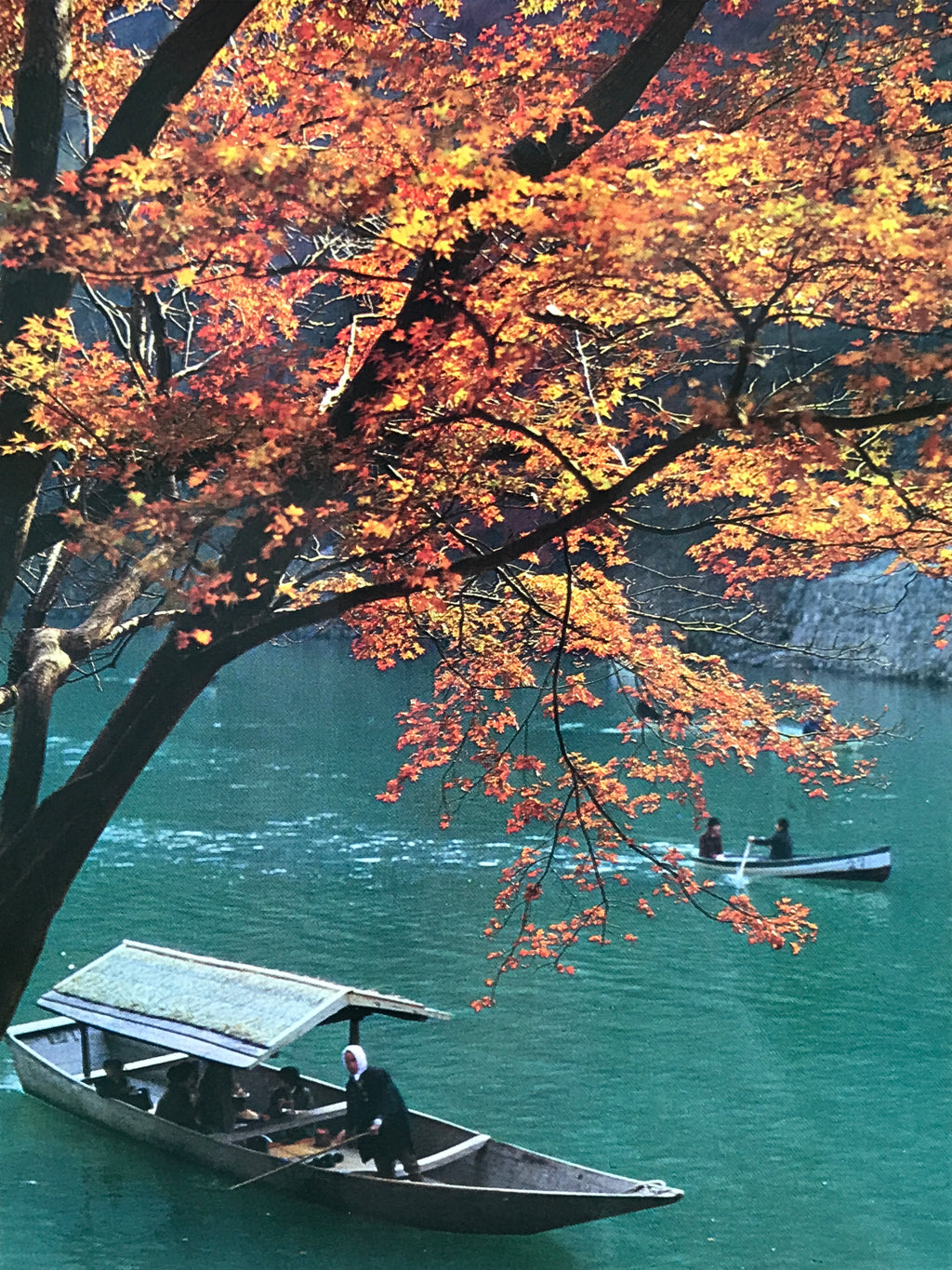 Japanese Large Postcard Arashiyama Hozugawa Vtg Kyoto River Boat Color PC210-AD - Photo-chidorivintage.com